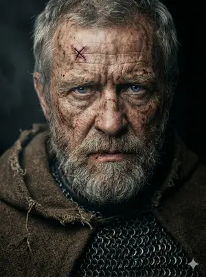 Battle-Hardened Medieval Warrior Cinematic Portrait - Nano Banana Pro AI Prompt for Social Media Post