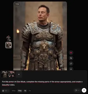 Grok Imagine armor video generation prompt