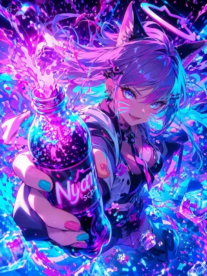 Neon Catgirl Soda Burst
