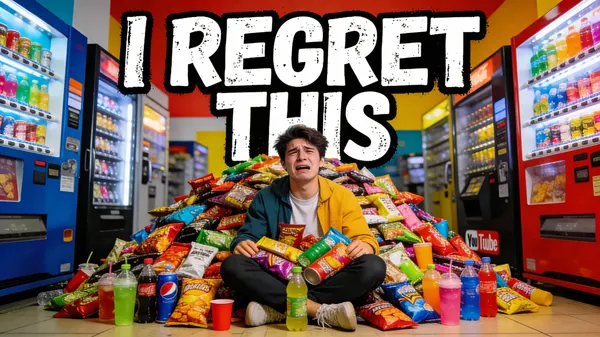 Vending Machine Food Challenge Thumbnail — AI 图像提示词示例