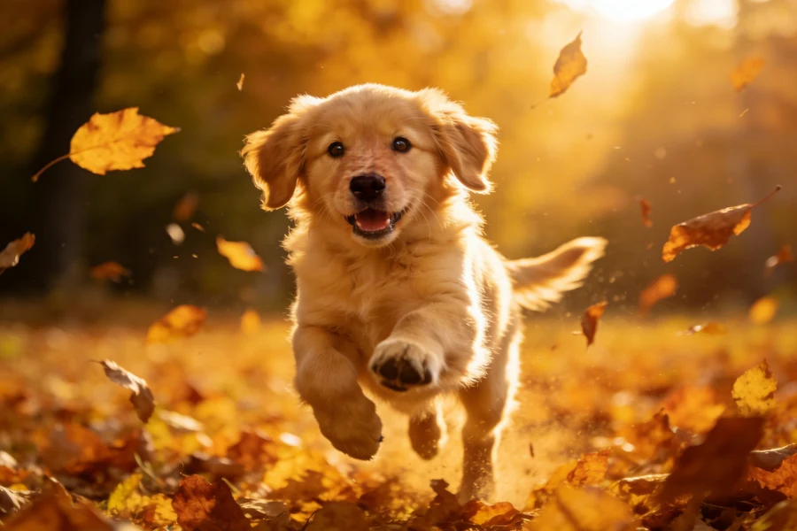 Golden Puppy in Autumn
