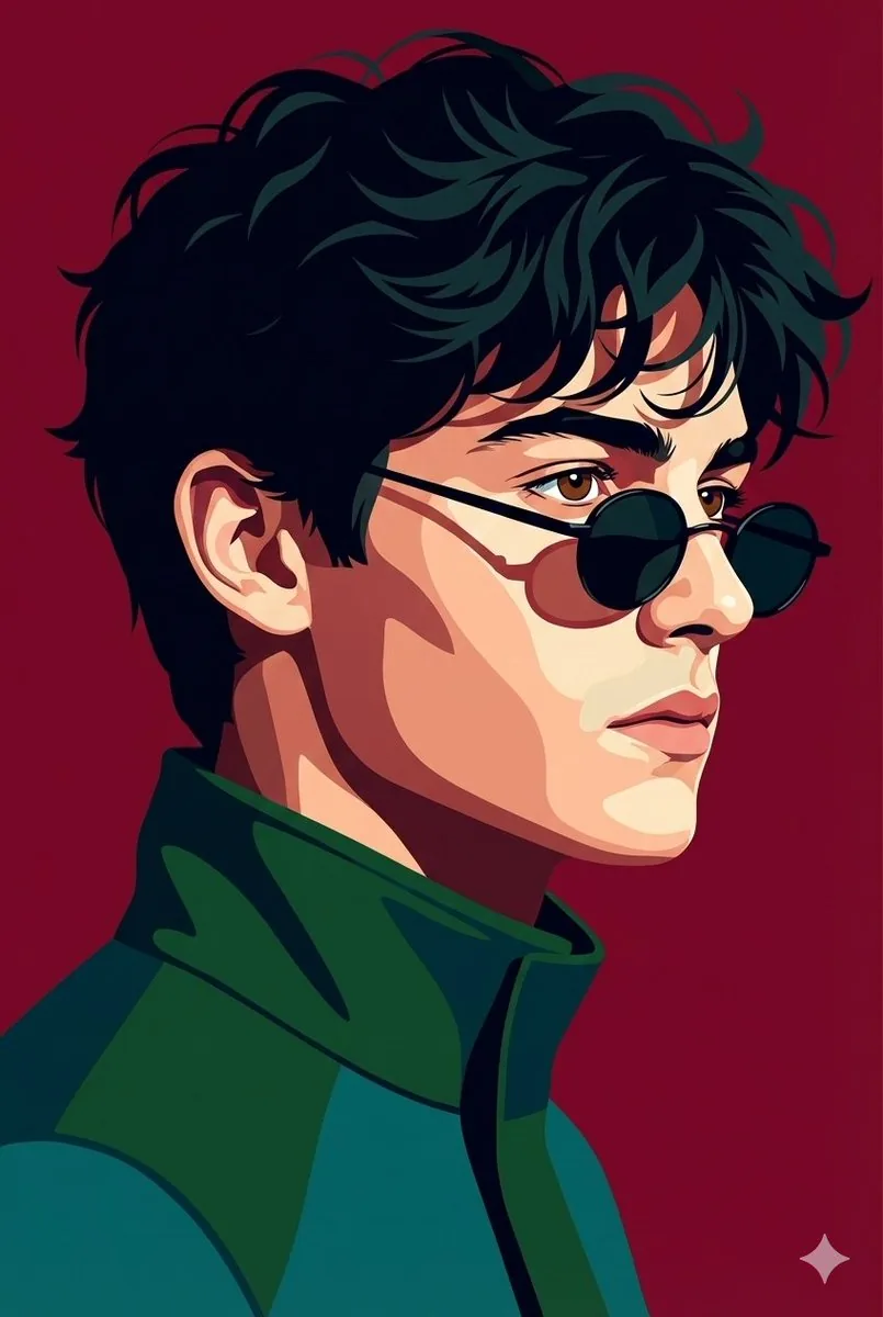 Vectorized Profile Portrait with Textural Detail reference