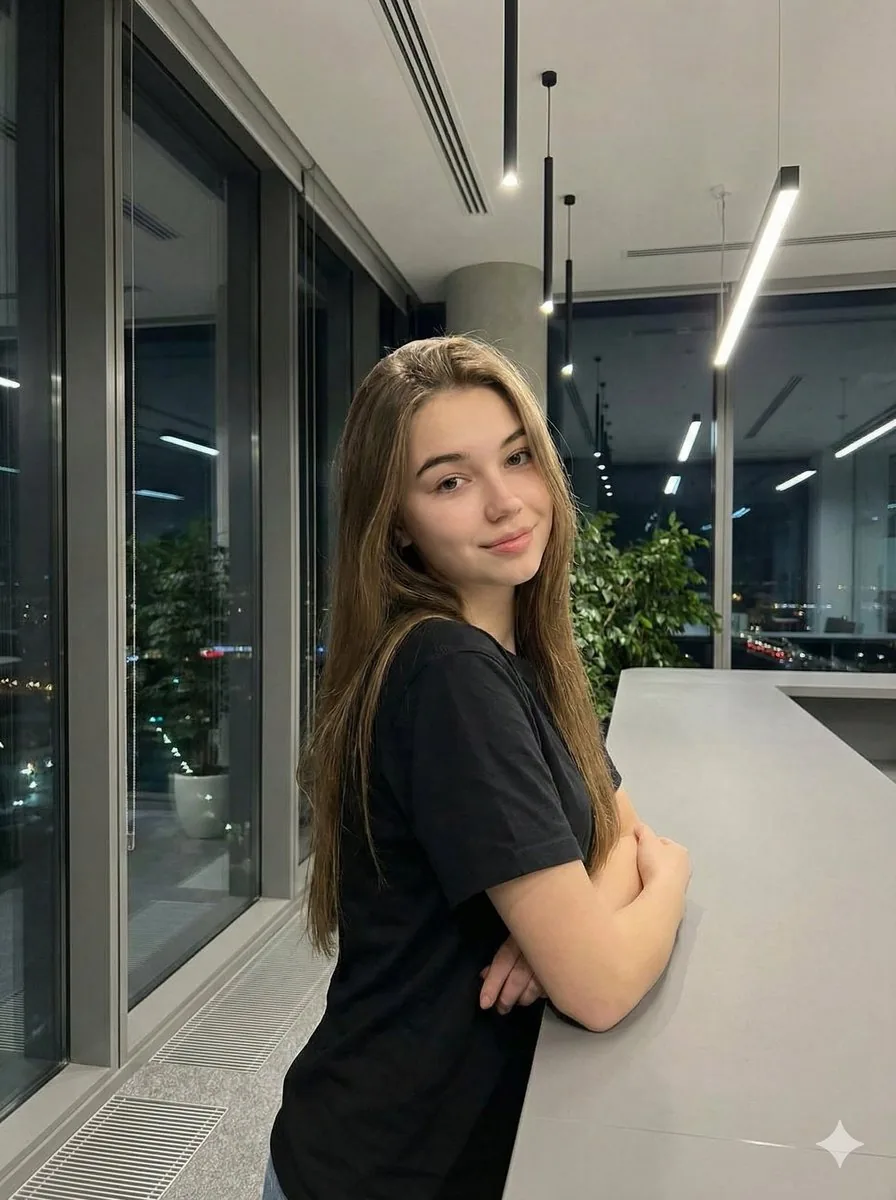 Realistic Corporate Portrait in a Modern Office at Night - Nano Banana Pro AI Prompt for Profile / Avatar reference