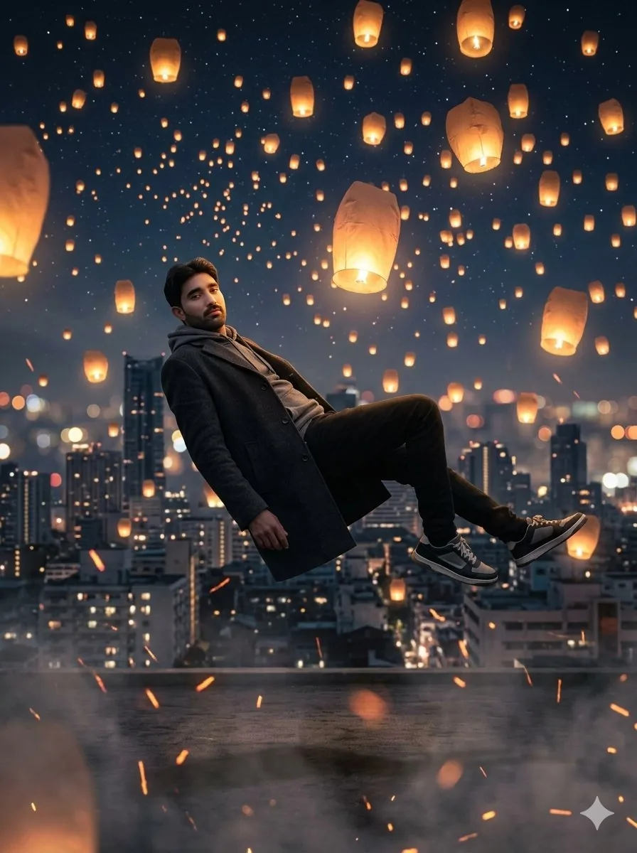 Floating Man Above Lantern City reference