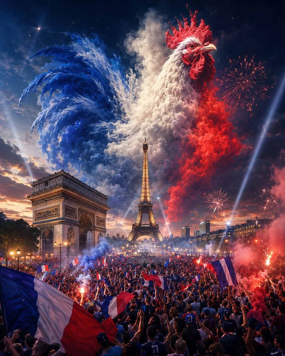 Epic French Rooster Over Paris reference