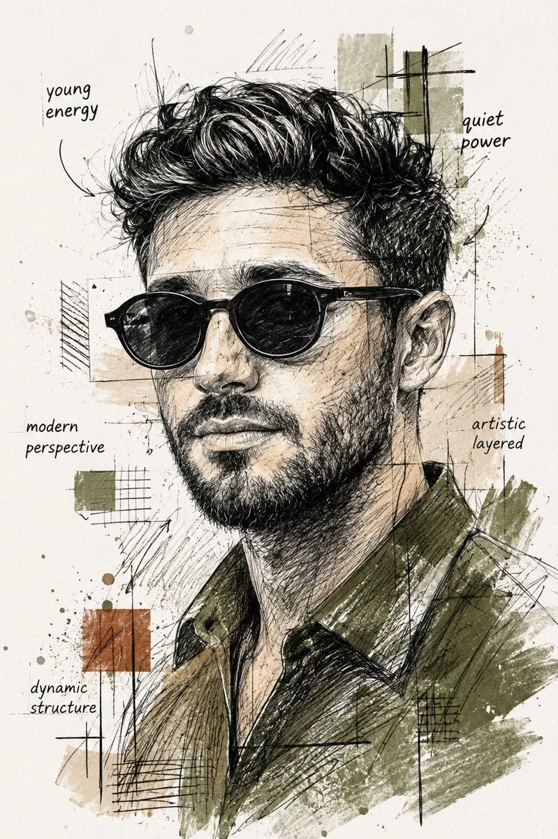 Mixed Media Sketch Portrait reference