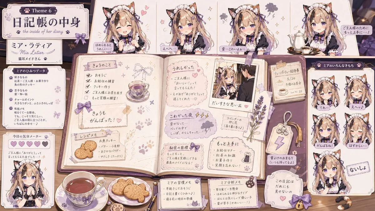 Cat Maid Diary Reference Sheet reference