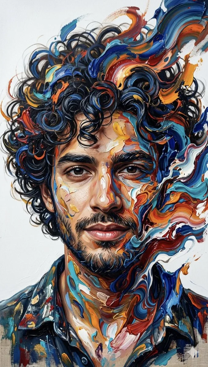 Abstract Impasto Portrait Prompt reference