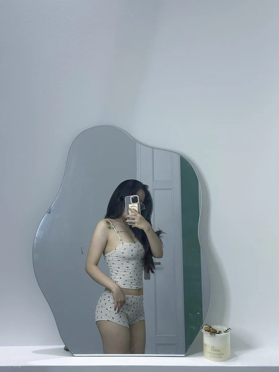 Cherry Print Camisole Mirror Selfie Prompt - Nano Banana Pro AI Prompt for Social Media Post reference
