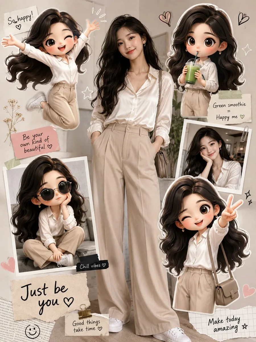 Fashion Collage with Chibi Characters reference