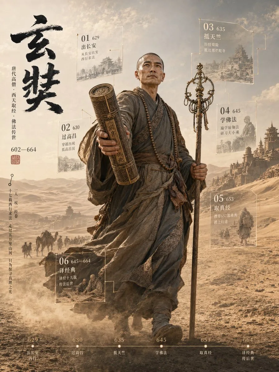 3D Xuanzang Historical Archive Poster reference