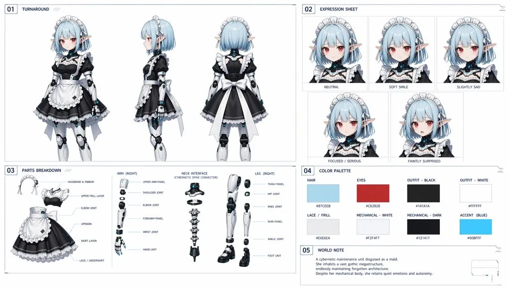Cybernetic Character Reference Sheet reference