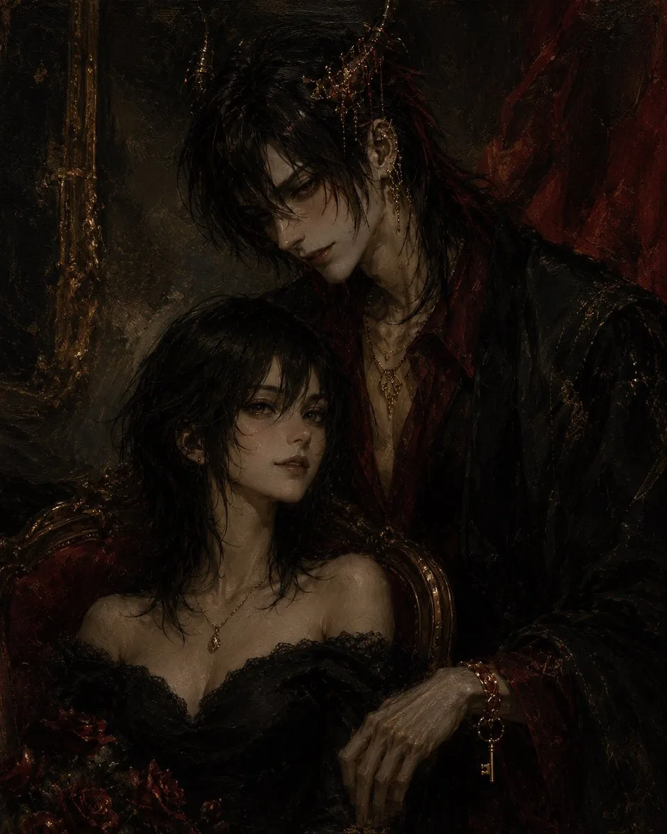 Gothic Vampire Couple Oil Portrait reference