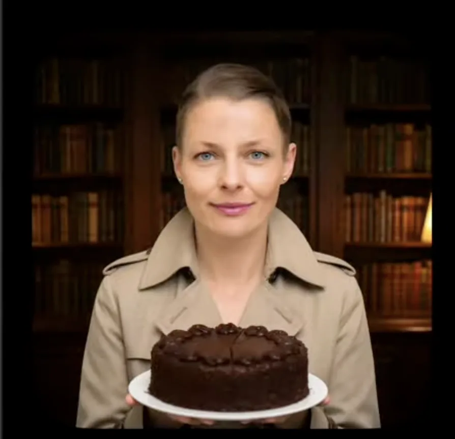 Faceless Man Holding Chocolate Cake reference