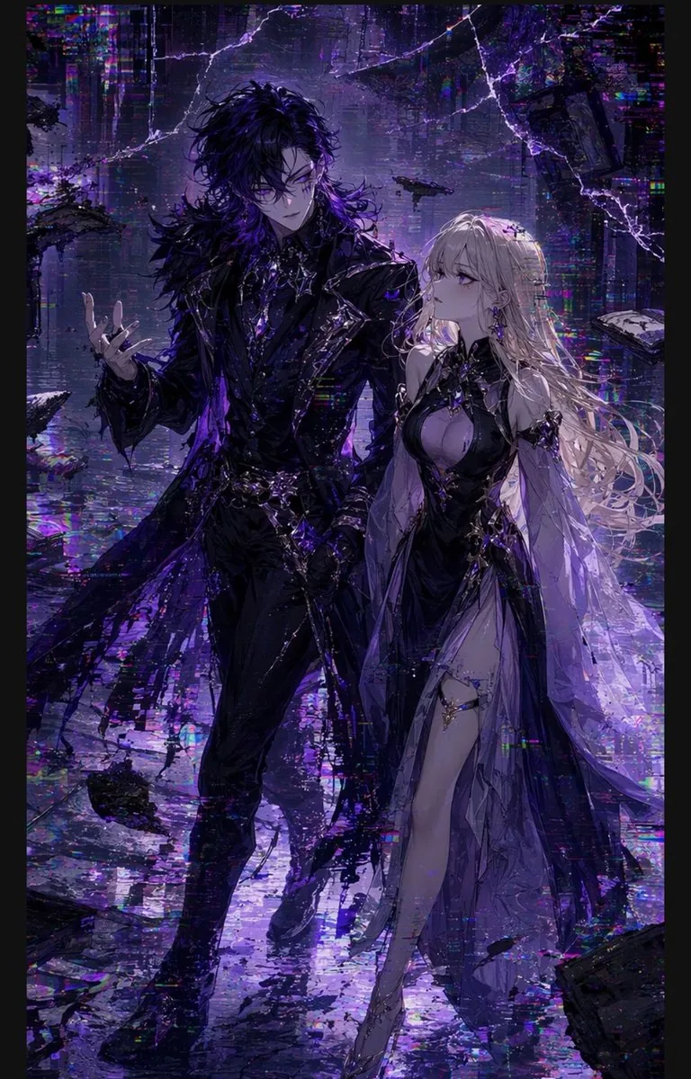Gothic Cyberpunk Duo in Ruined City reference