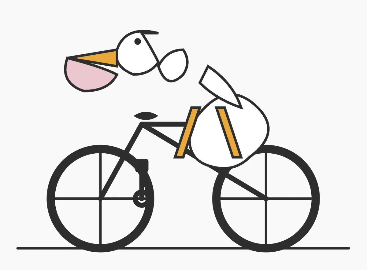 Geometric Bird Riding Bicycle reference