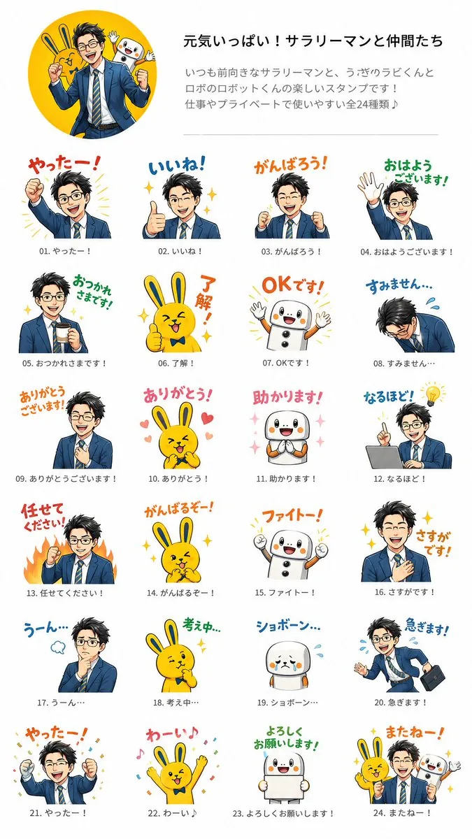 Salaryman LINE Sticker Set reference