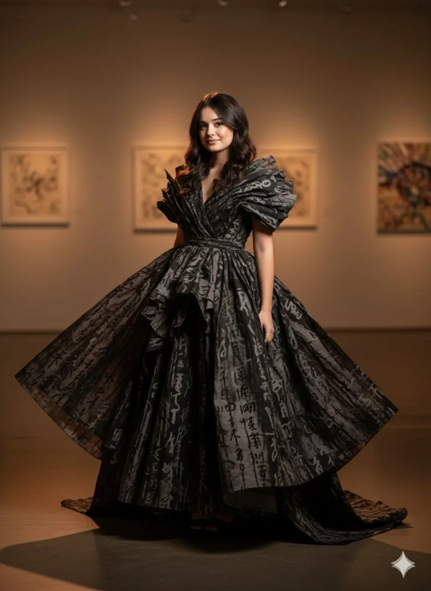 Art-Couture Cinematic Portrait (Calligraphy Fabric) reference