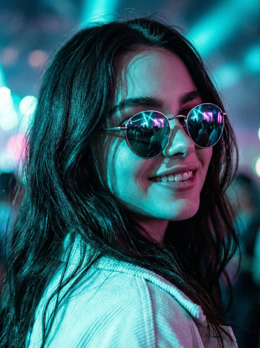 Cinematic Close-Up at an Electronic Music Festival reference