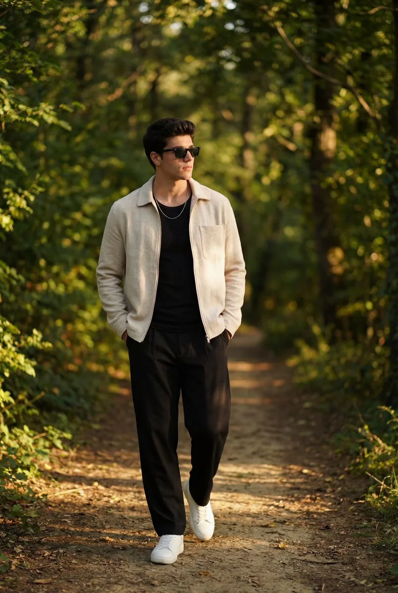 Golden Hour Outdoor Portrait of a Stylish Man reference