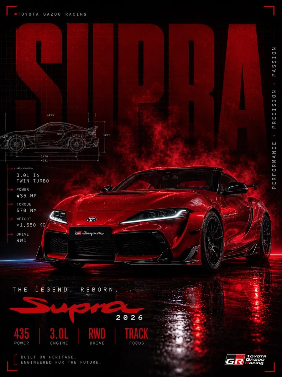 Red Toyota GR Supra Motorsport Poster reference