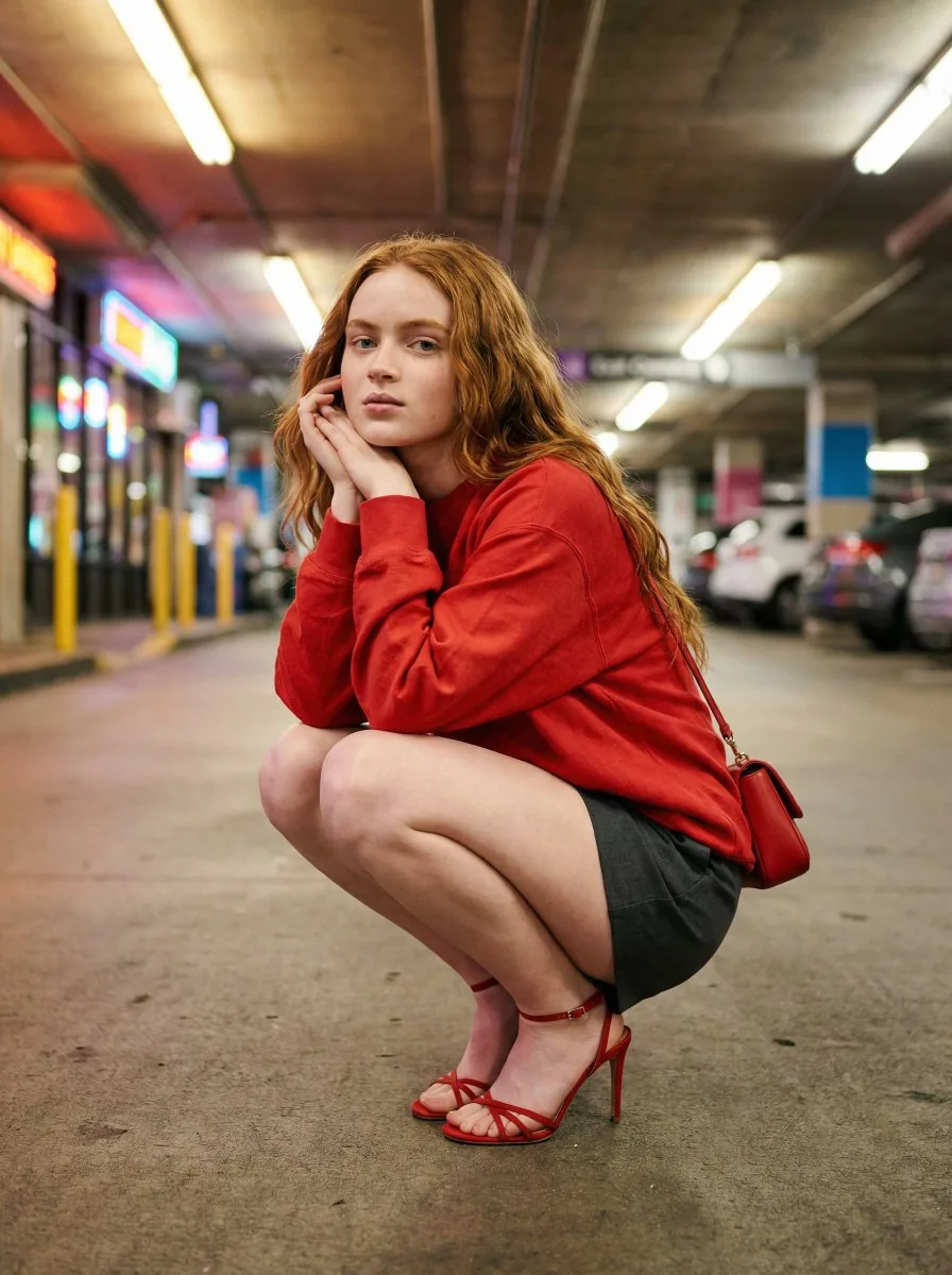 Urban Fashion Editorial in Parking Lot Prompt - Nano Banana Pro AI Prompt for Product Marketing reference