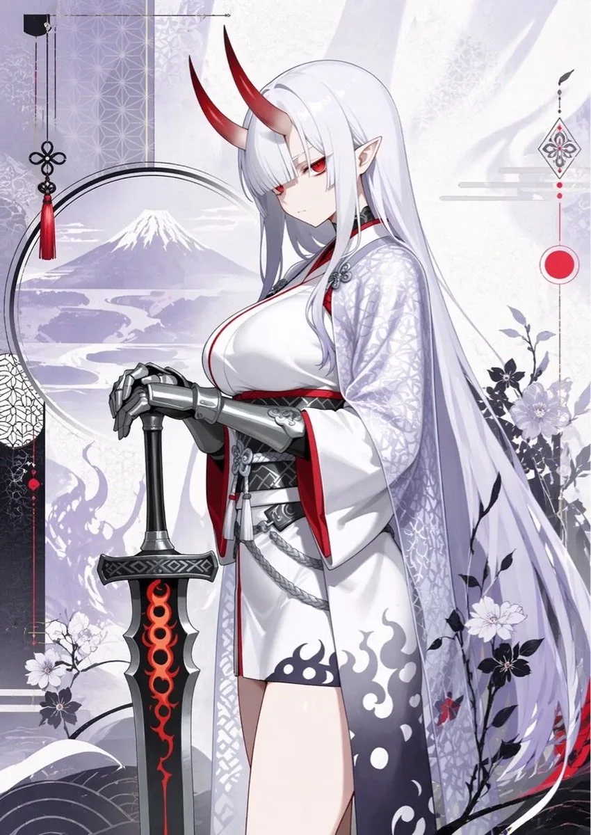 Elegant Oni Warrior Portrait reference