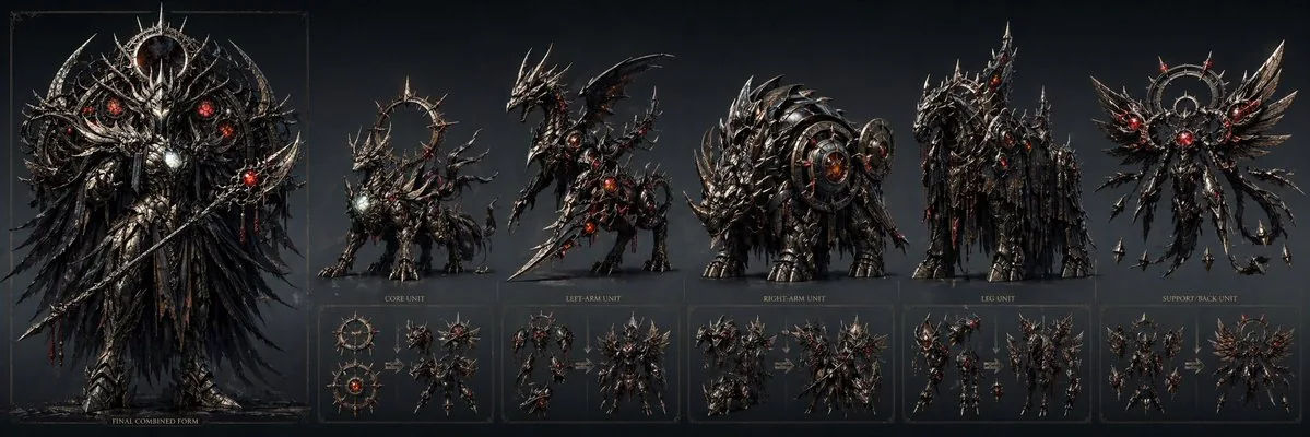 Gothic Combining Mecha Concept Sheet reference