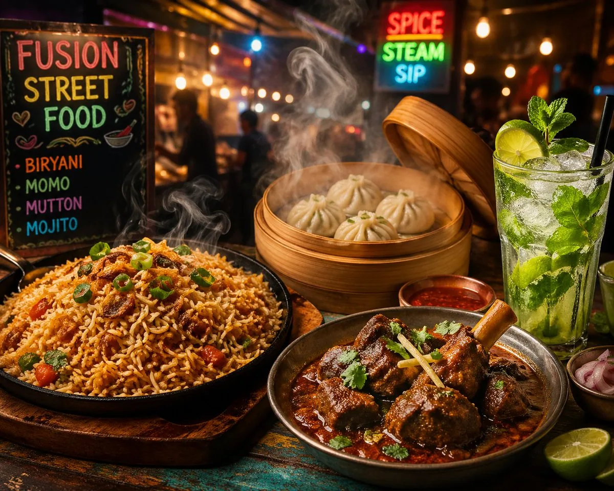Vibrant Fusion Street Food Scene reference