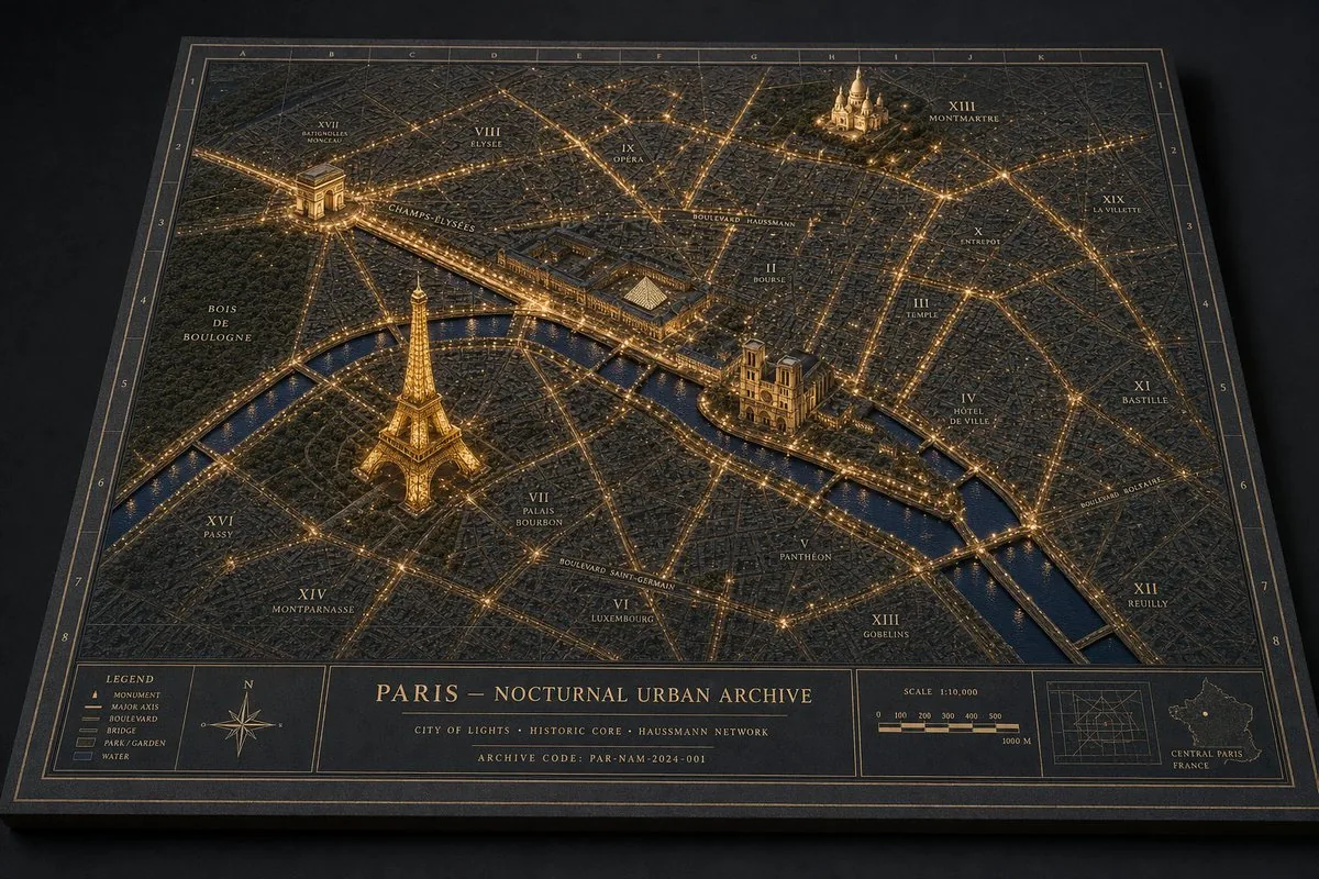 Paris Nocturnal Urban Archive Map reference