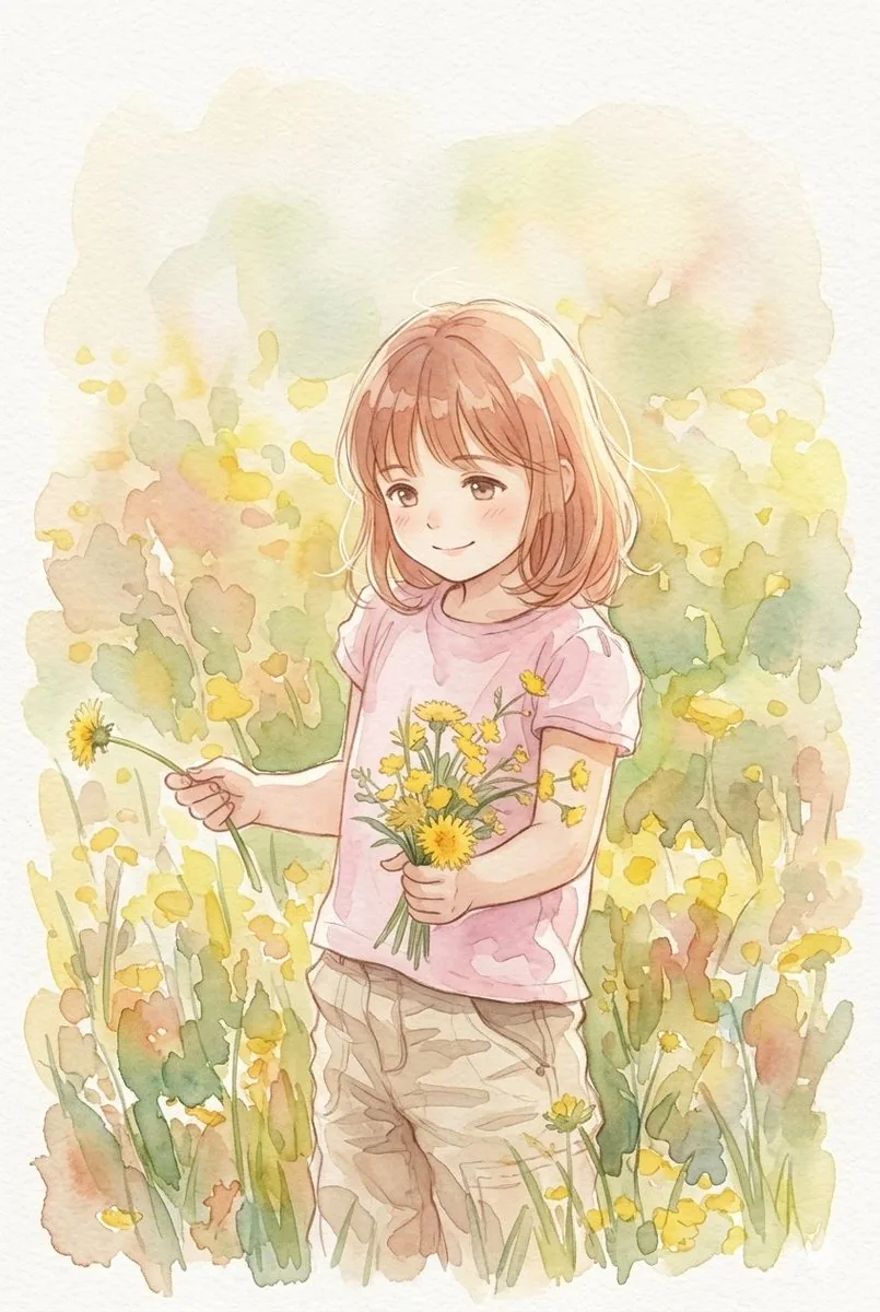 Anime Watercolor Girl with Butterflies reference