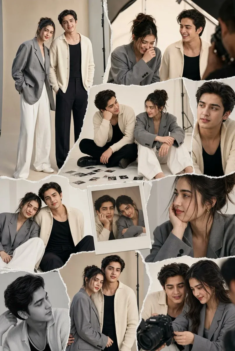 Torn-Paper Couple Studio Collage reference
