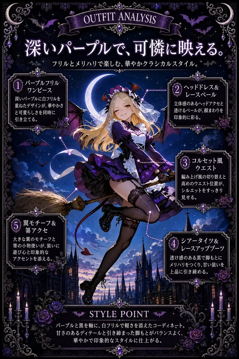 Gothic Purple Outfit Analysis Poster reference