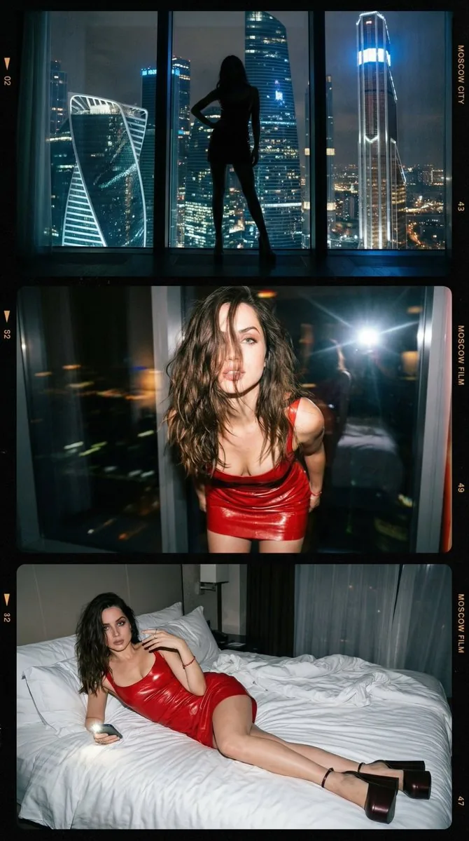 Ana de Armas Nightlife Collage - Nano Banana Pro AI Prompt for Social Media Post reference