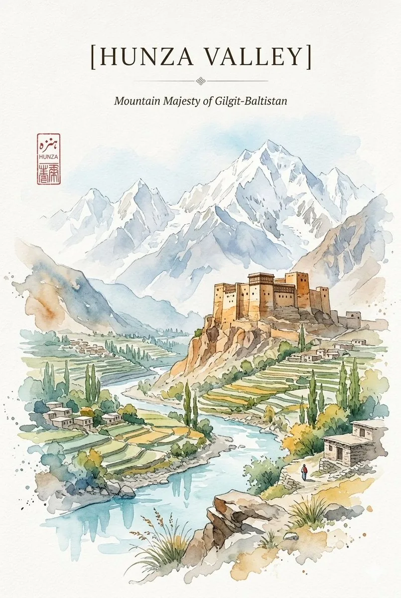 Alpine Watercolor Travel Poster reference
