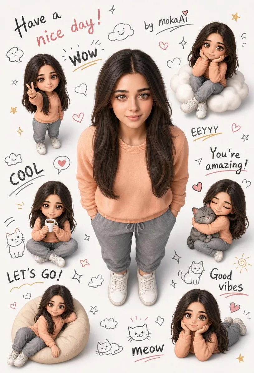 3D Portrait with Chibi Characters and Doodles reference