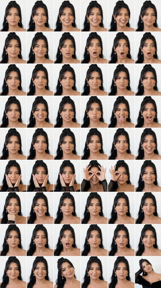 48-Panel Studio Expression Contact Sheet - Nano Banana Pro AI Prompt for Game Asset reference