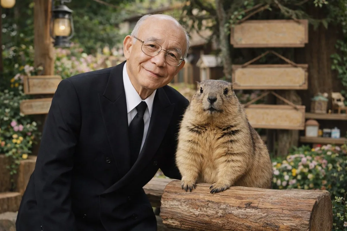 Elderly Man and Marmot Portrait reference