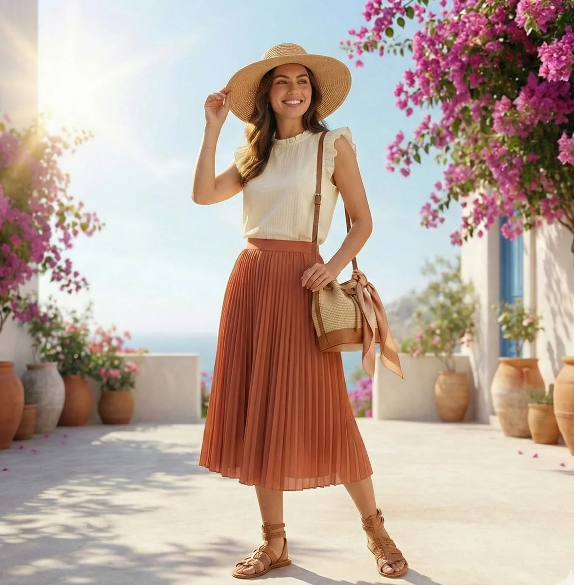High-Fashion Summer Outfit Infographic with Exploded Composition reference