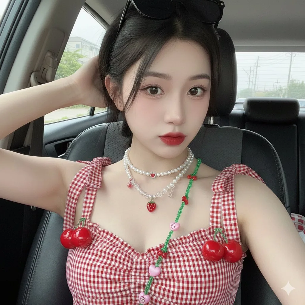 Coquette Aesthetic Selfie in a Car - Nano Banana Pro AI Prompt for Social Media Post reference