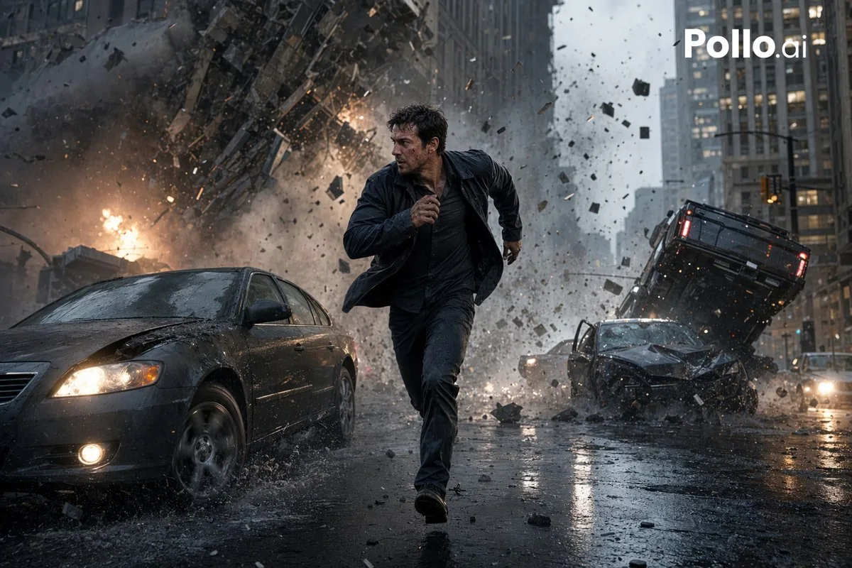 Cinematic City Explosion Chase reference