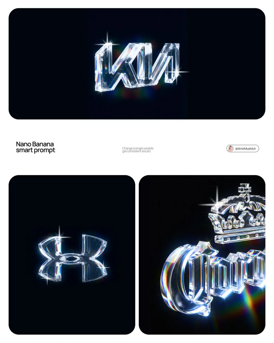 Premium CGI Crystal Typography reference