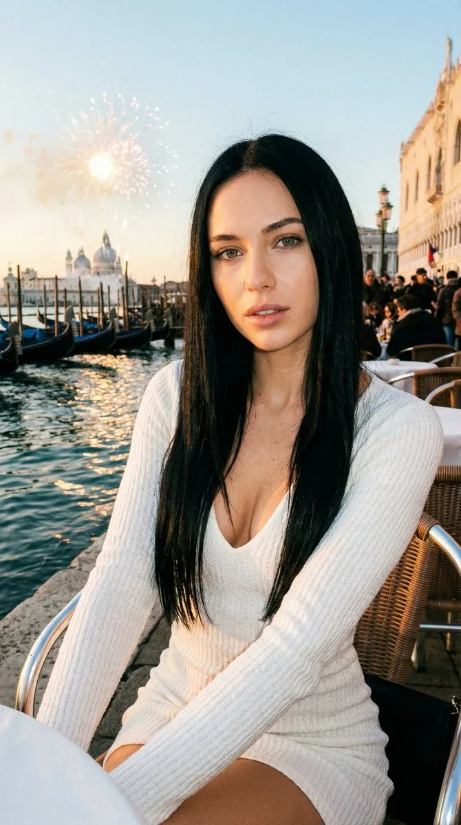 8K UHD cinematic portrait prompt for a young European woman in Venice - Nano Banana Pro AI Prompt for Social Media Post reference