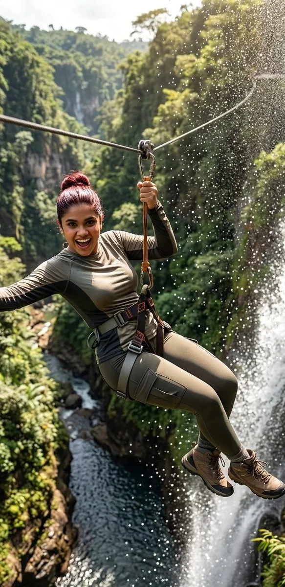 Waterfall Zipline Adventure Action Shot reference