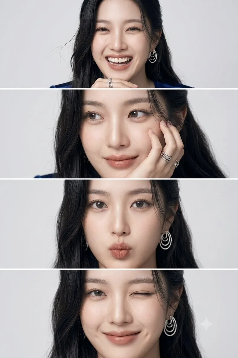 East Asian Woman Photo Strip - Nano Banana Pro AI Prompt for Social Media Post reference
