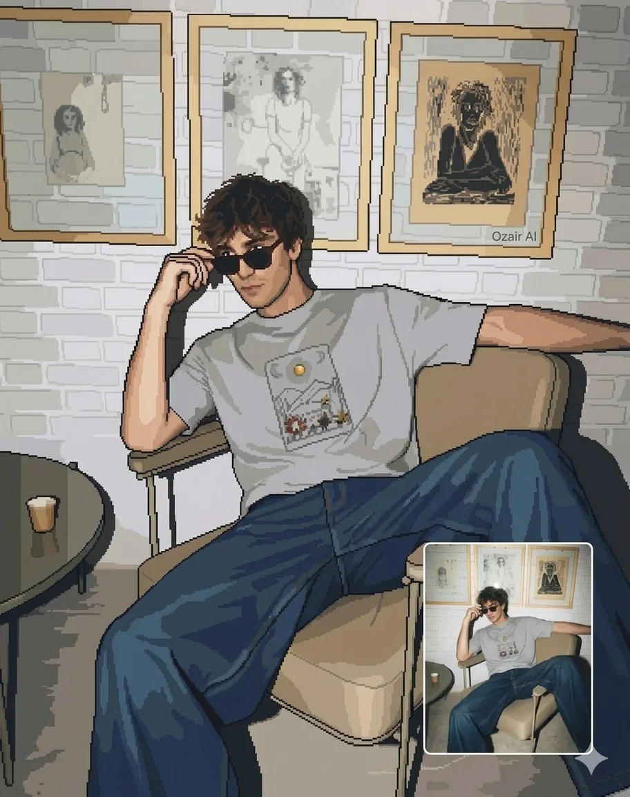 Pixel Art Portrait of a Stylish Man reference