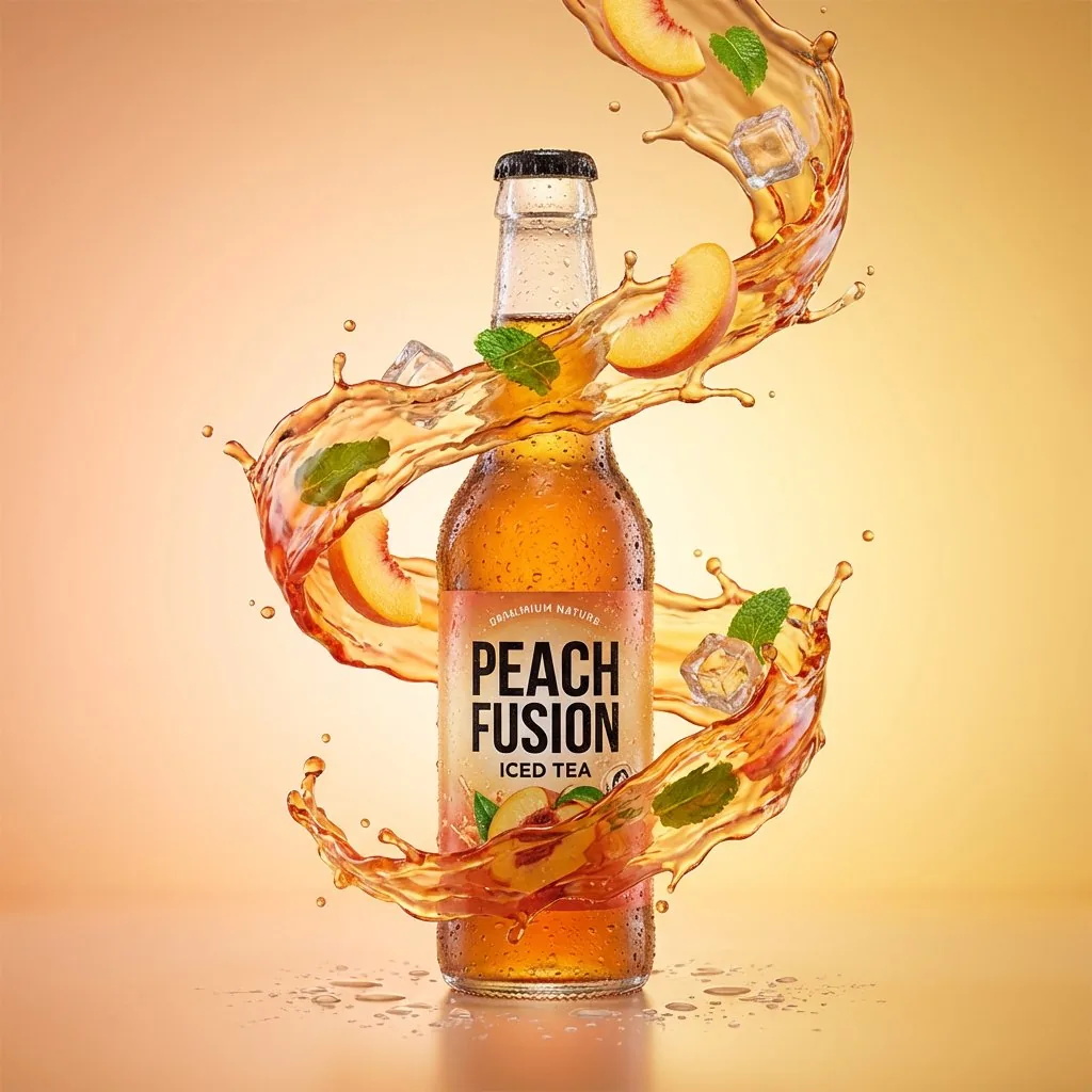Hyper-Realistic Product Photography with Liquid Splash reference