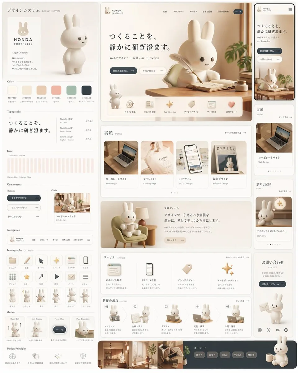 Rabbit Portfolio Design System Board reference