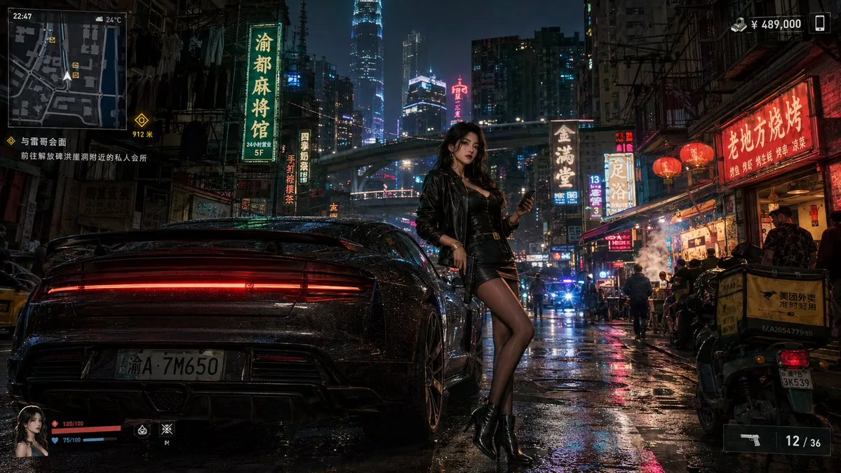 Neon Crime Game Street Screenshot reference