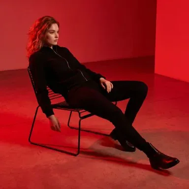 Red Lit Editorial Fashion Portrait reference